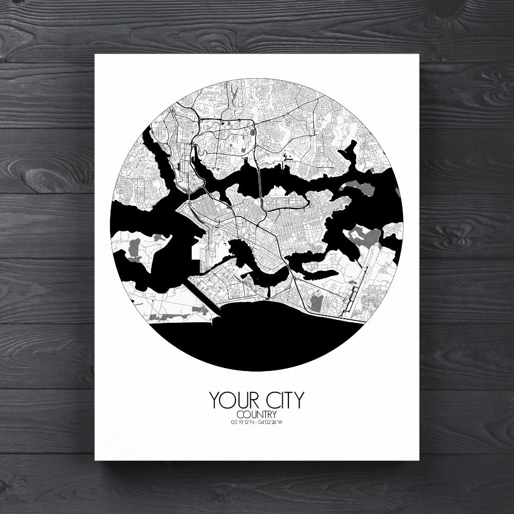 City map custom your map mapospheres B&W Design