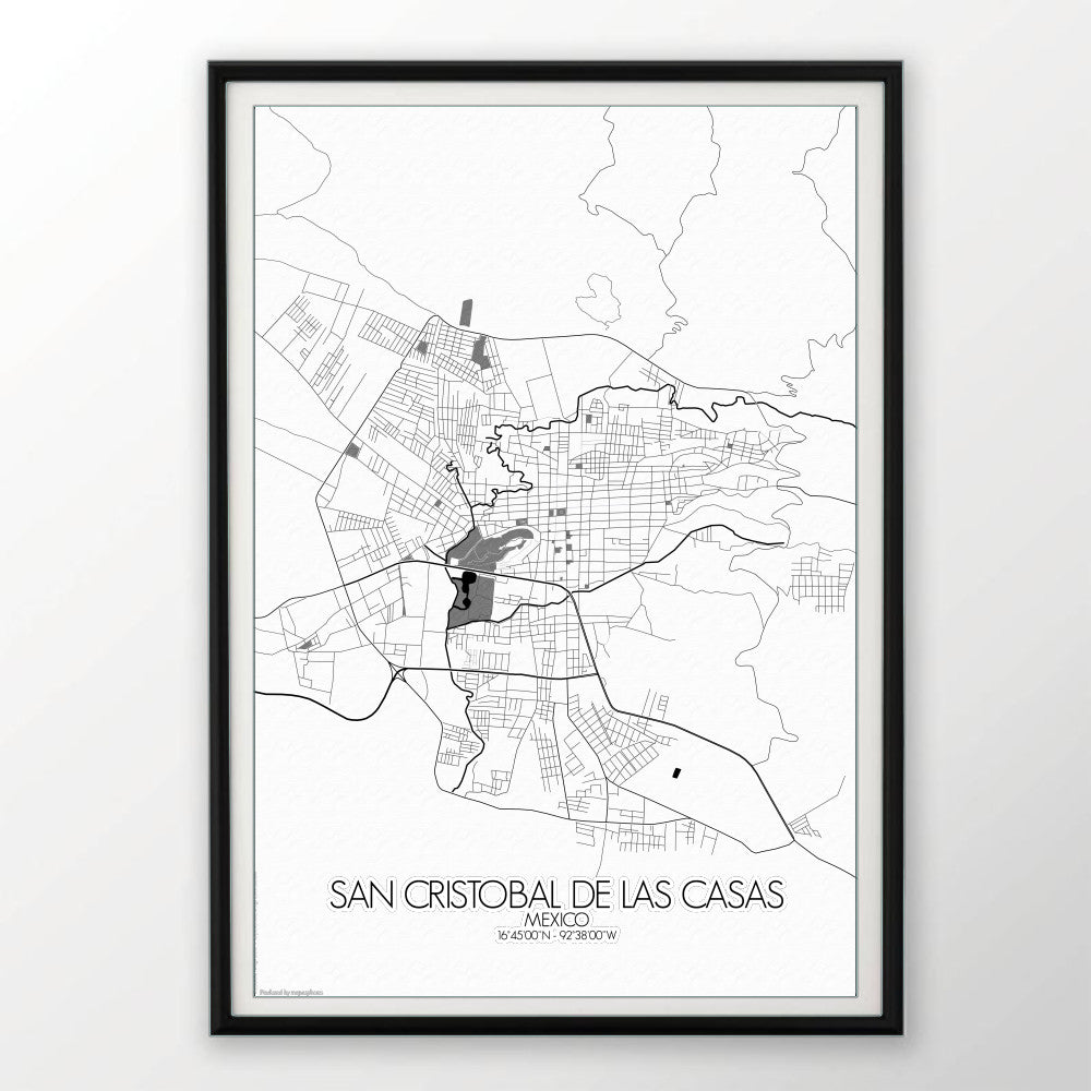 Mapospheres San Cristobal Black and White round shape design poster city map