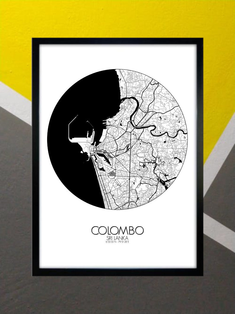 Mapospheres Colombo Red dark full page design poster city map 