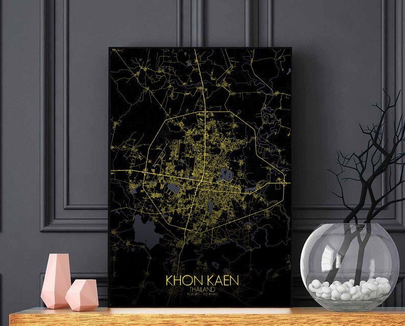Khonkaen Night full page design poster city map