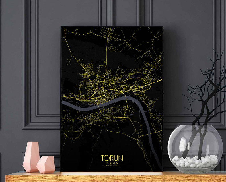 Torun Night full page design poster city map
