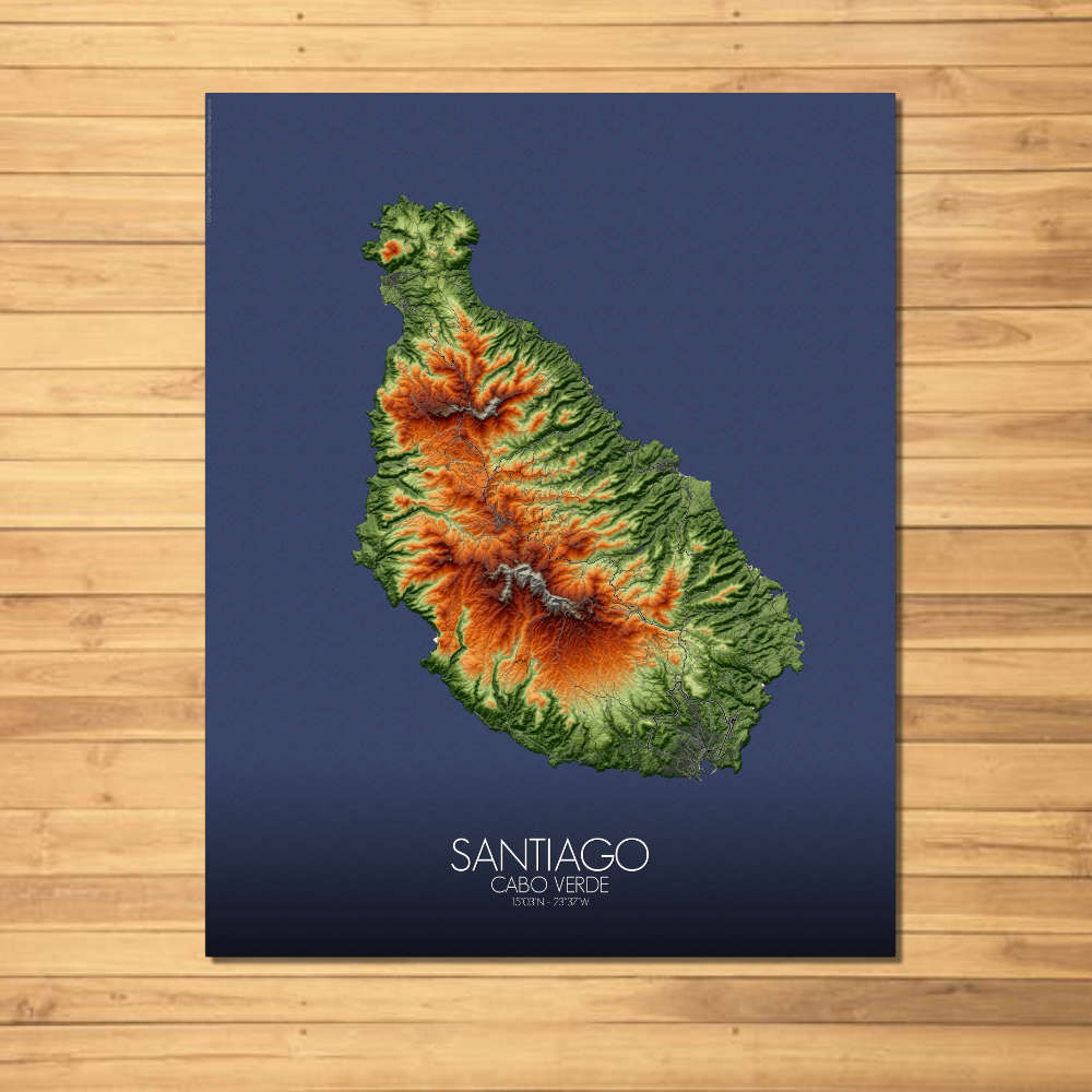 Santiago Praia Cabo Verde elevation map mapospheres fullpage