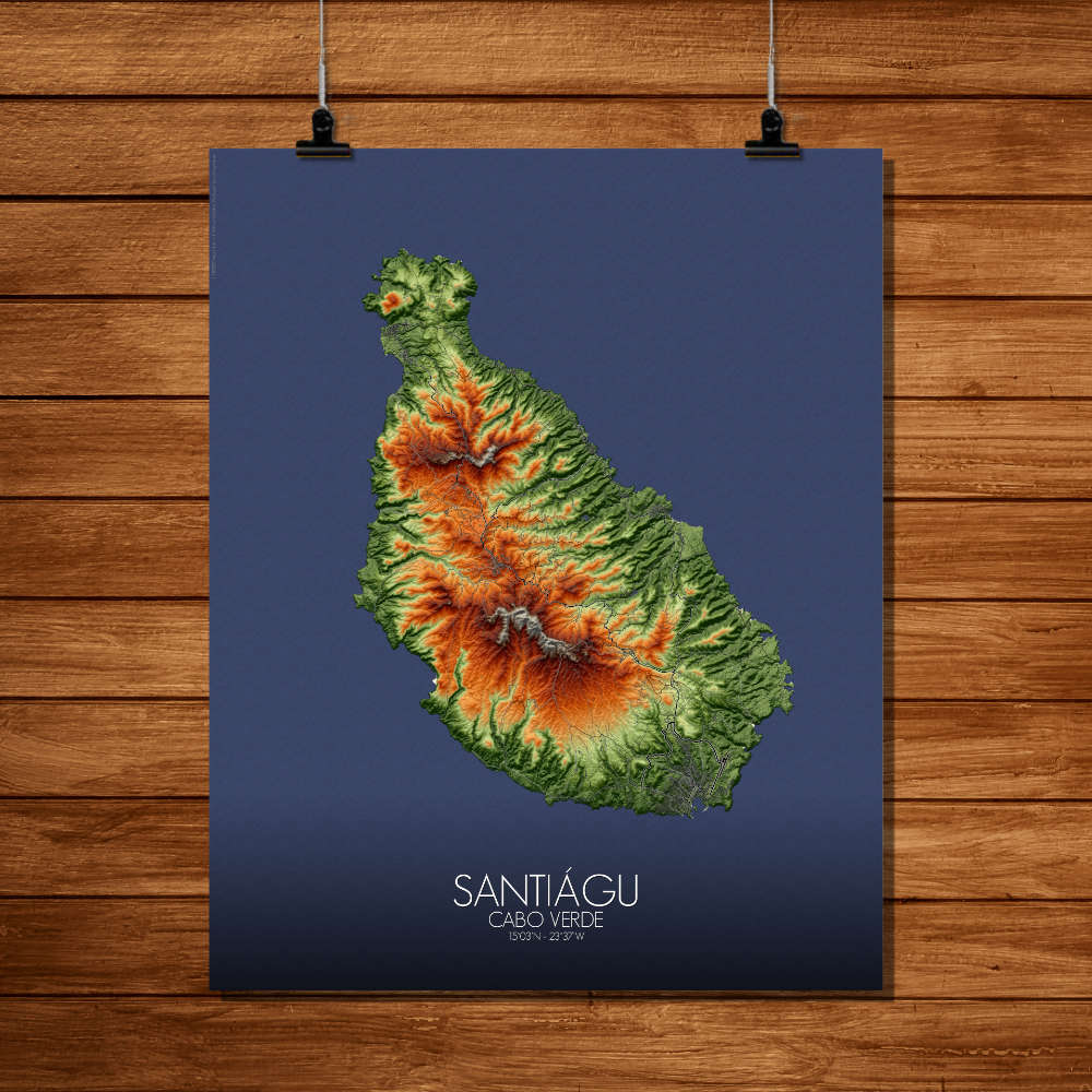 Santiago Praia Cabo Verde elevation map mapospheres fullpage