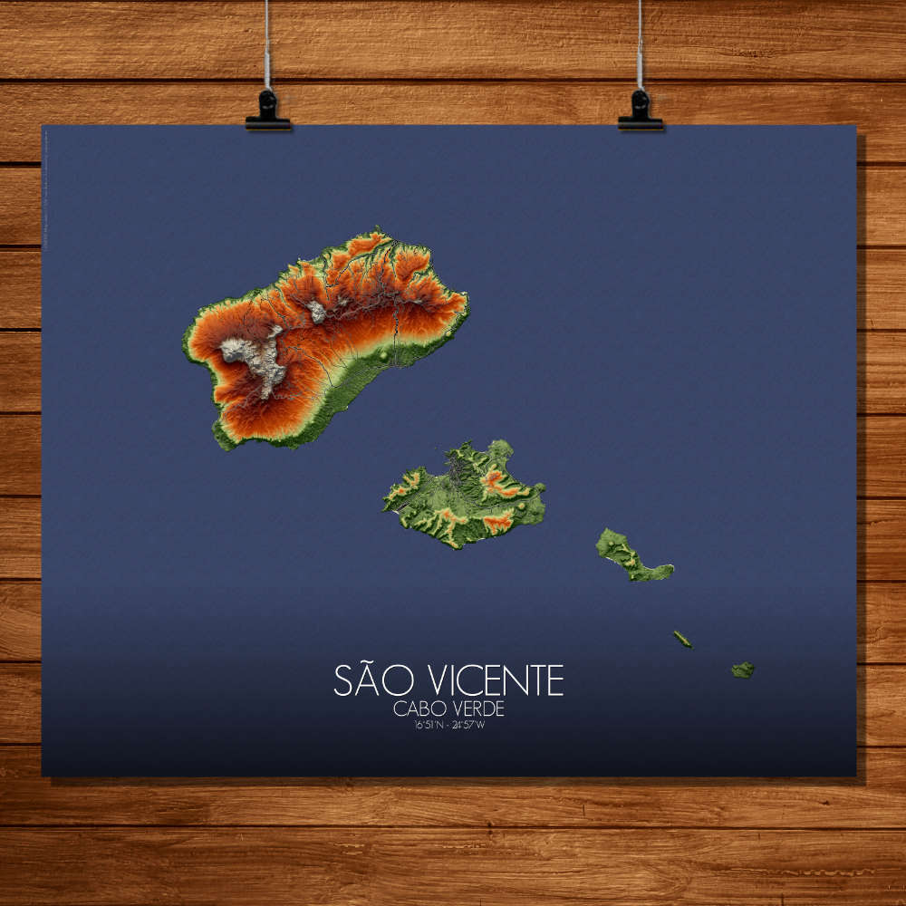 Sao Vicente Santo Antao Cabo Verde elevation map mapospheres fullpage