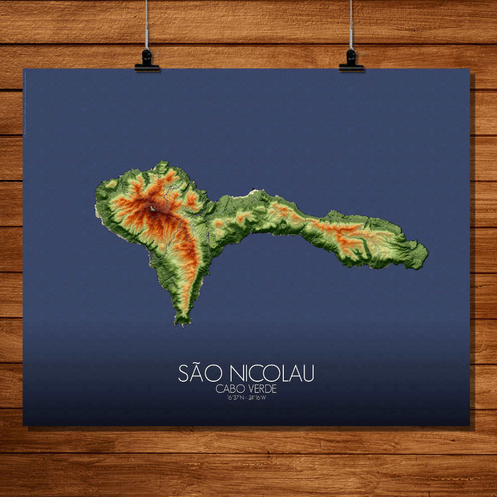Sao Nicolau Cabo Verde elevation map mapospheres fullpage