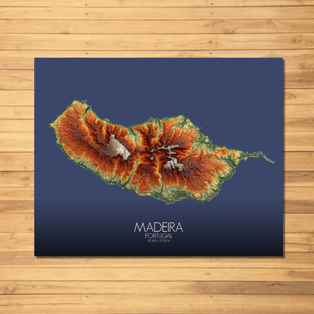 Madeira Portugal elevation map mapospheres fullpage