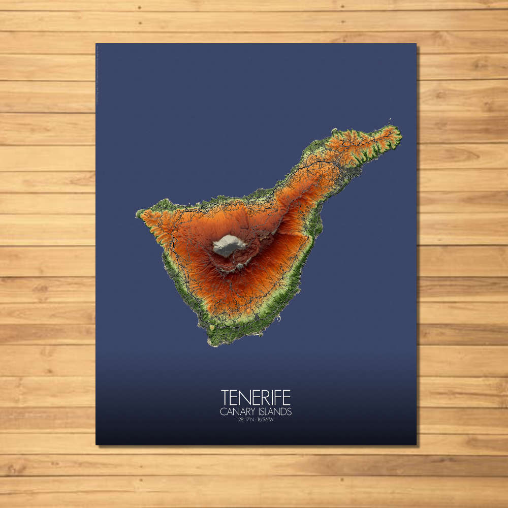 Tenerife elevation map mapospheres fullpage