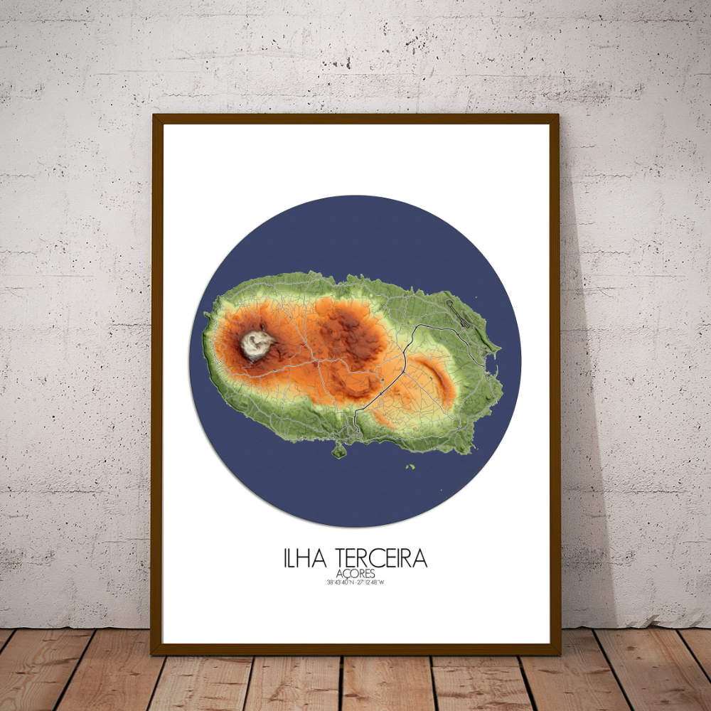 Ilha Terceira Azores mapospheres roundshape elevation map