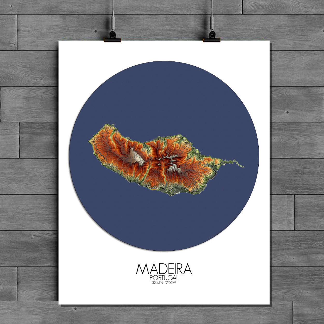 Madeira Portugal elevation map mapospheres roundshape