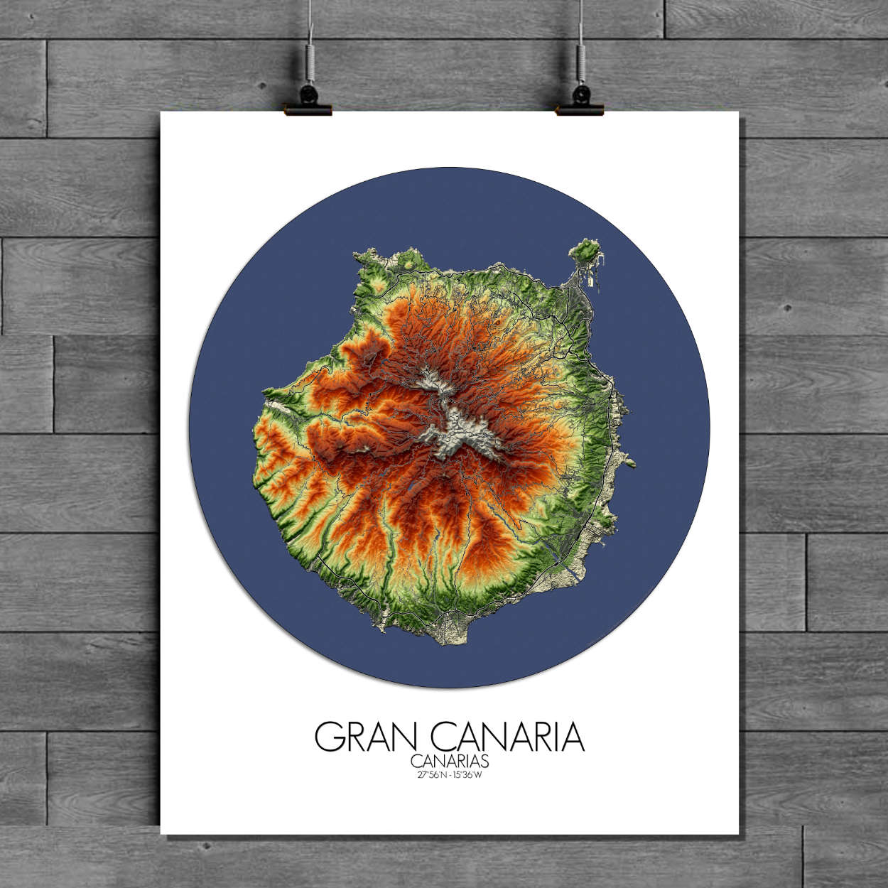 Gran Canaria elevation map mapospheres roundshape