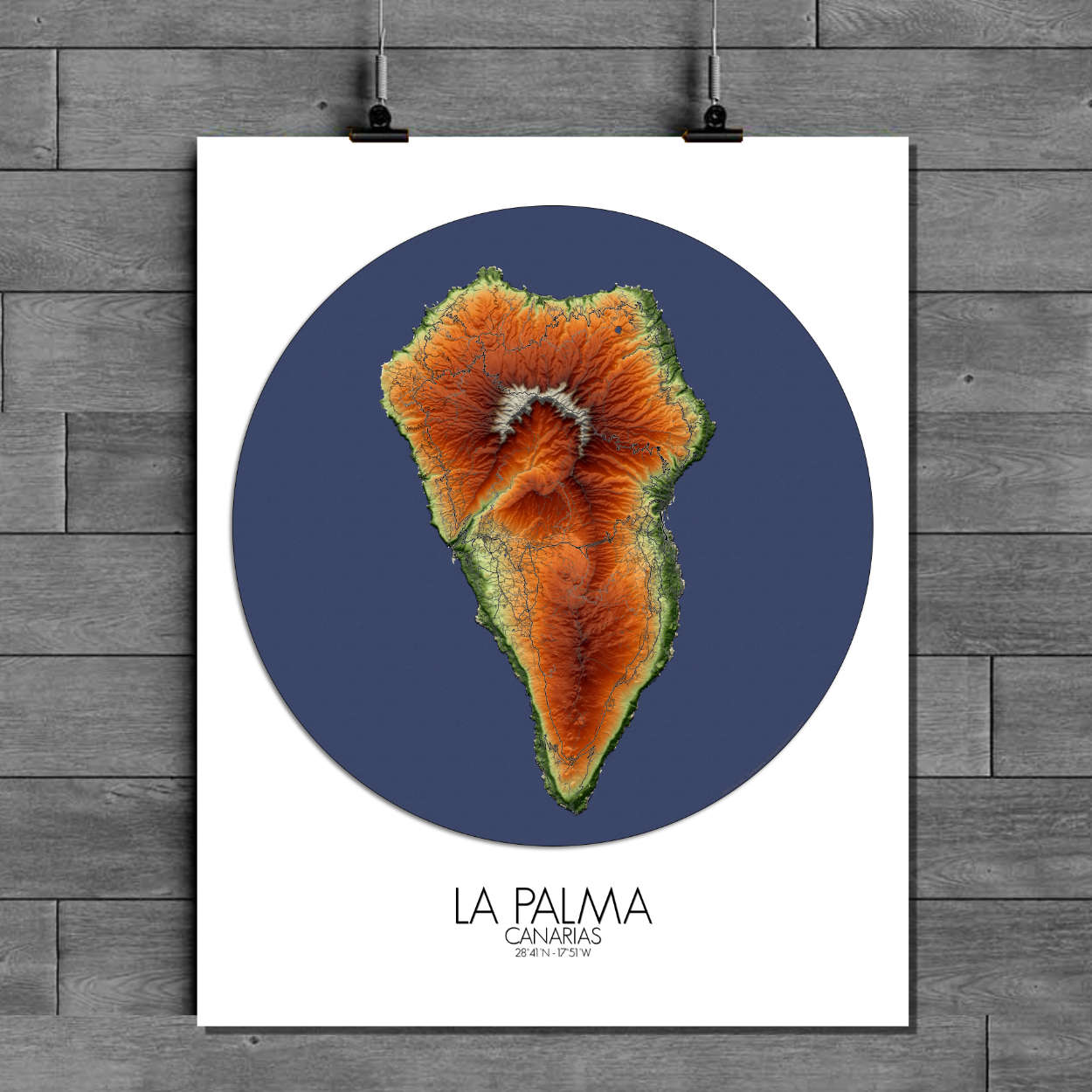 La Palma elevation map mapospheres roundshape