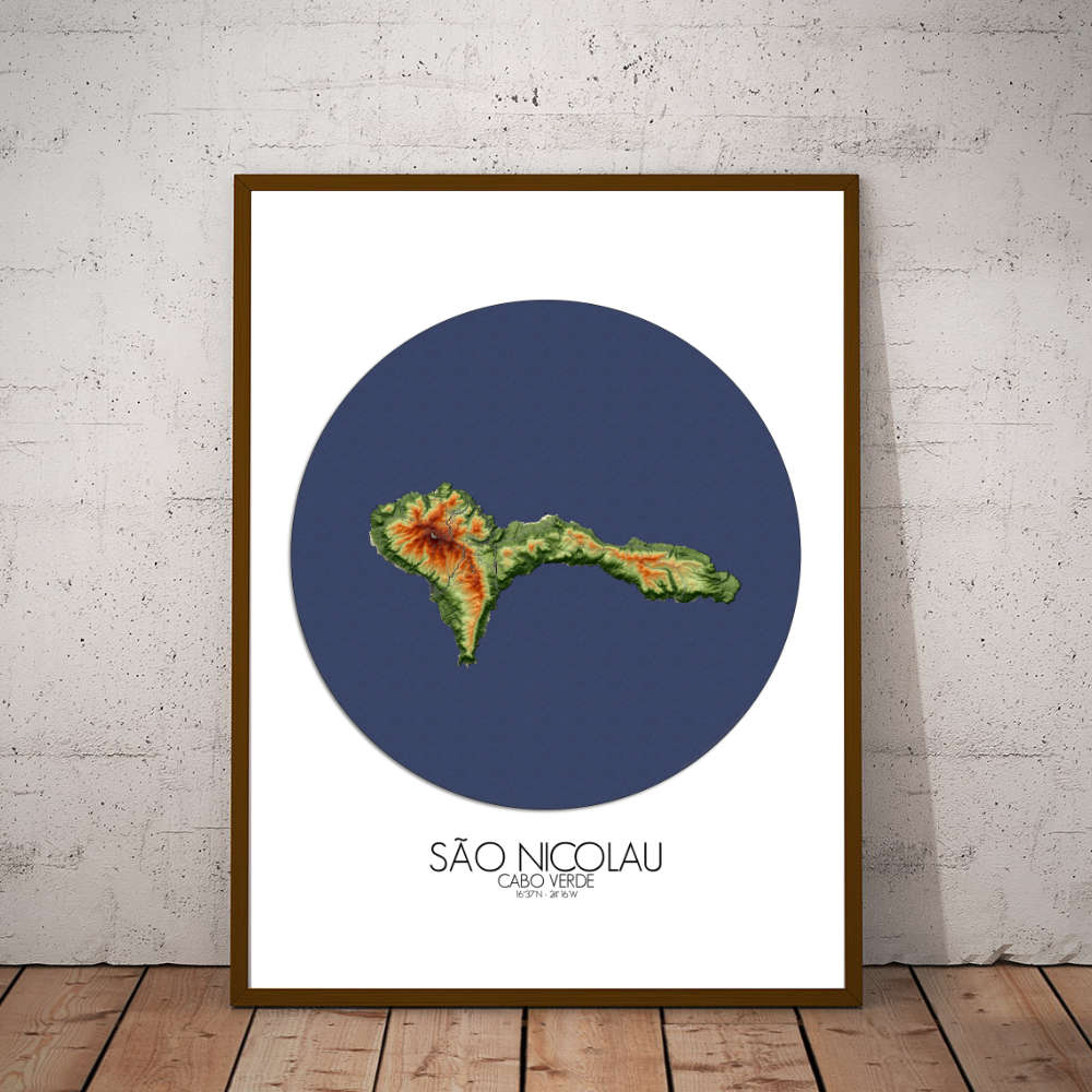 Sao Nicolau Cabo Verde elevation map mapospheres roundshape