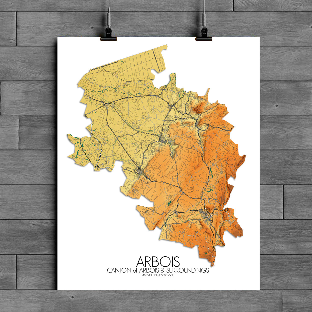 Póster de Arbois Francia | Mapa de elevacion