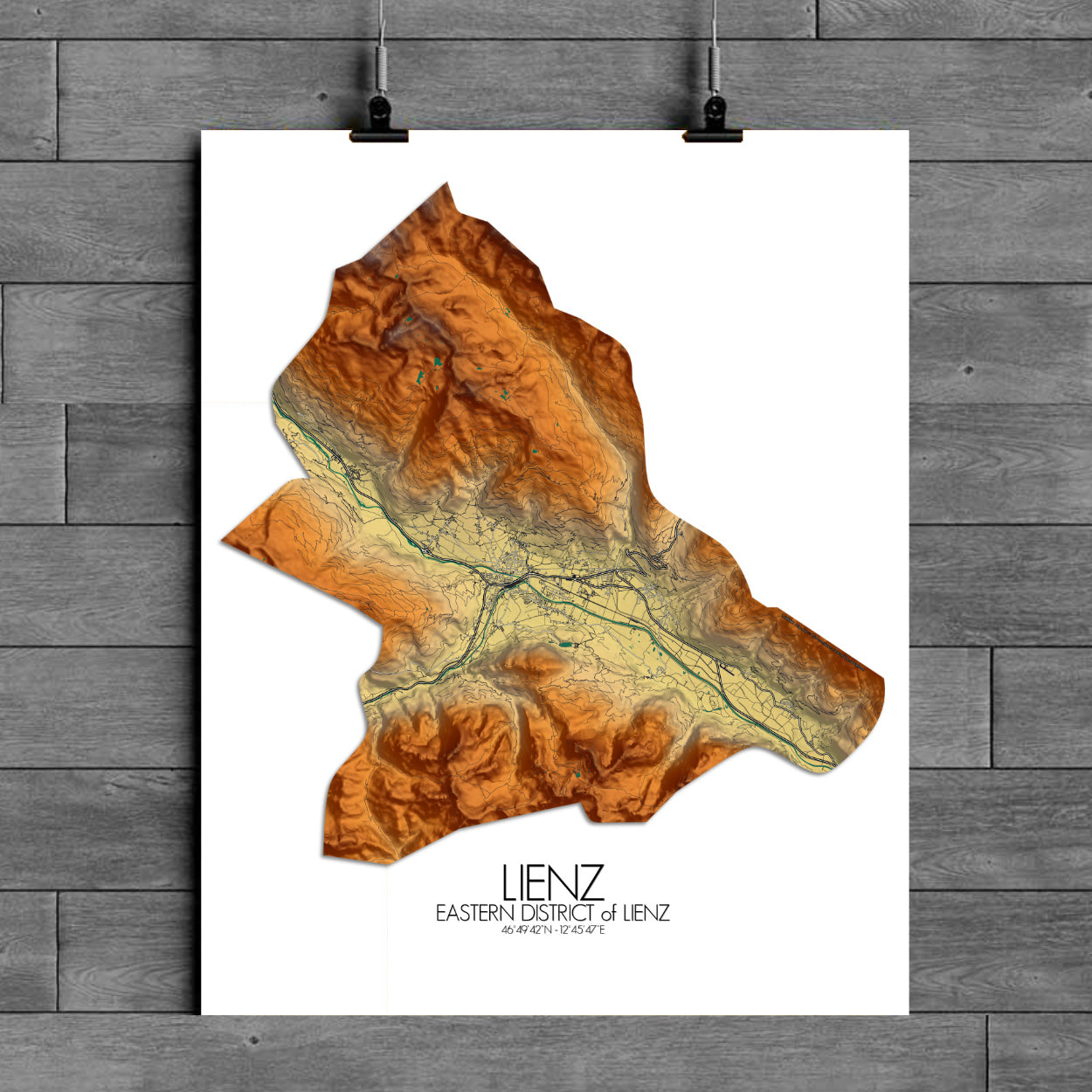 Poster of Lienz Austria | Elevation map