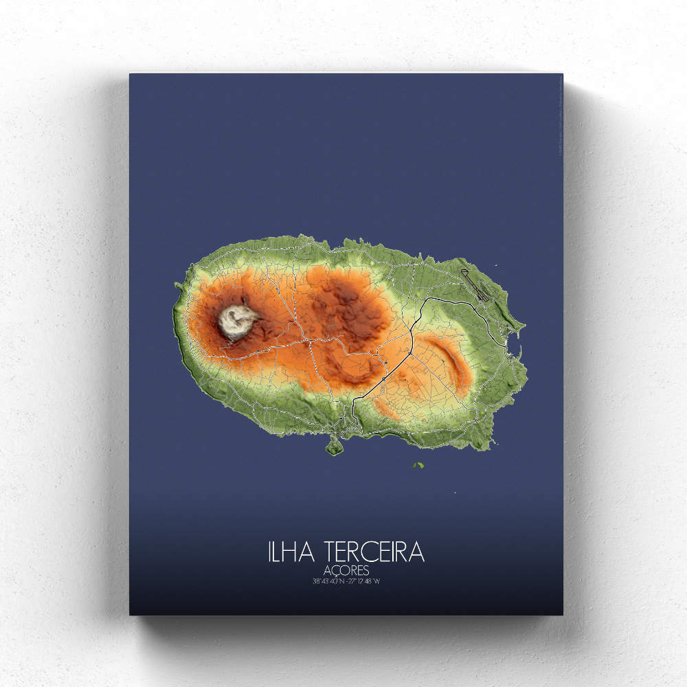 Ilha Terceira Azores mapospheres fullpage elevation canvas