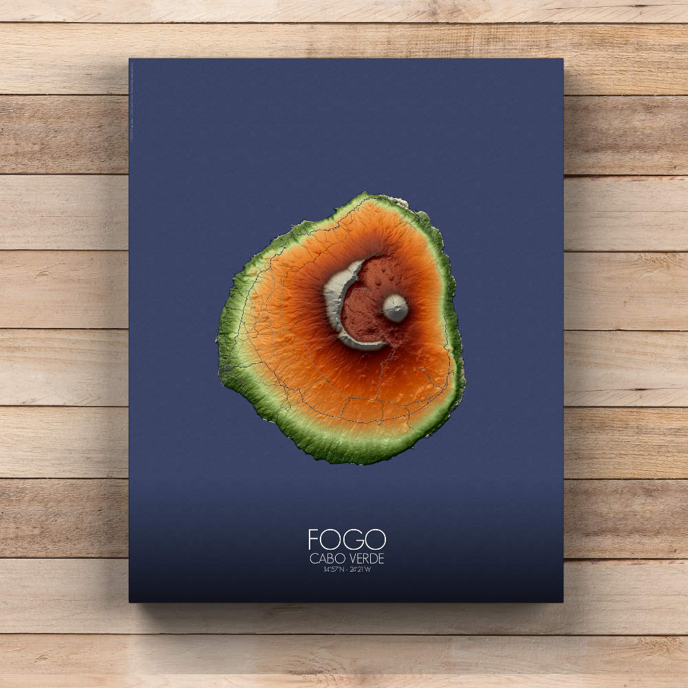 Ilha do Fogo Cabo Verde elevation map mapospheres fullpage canvas