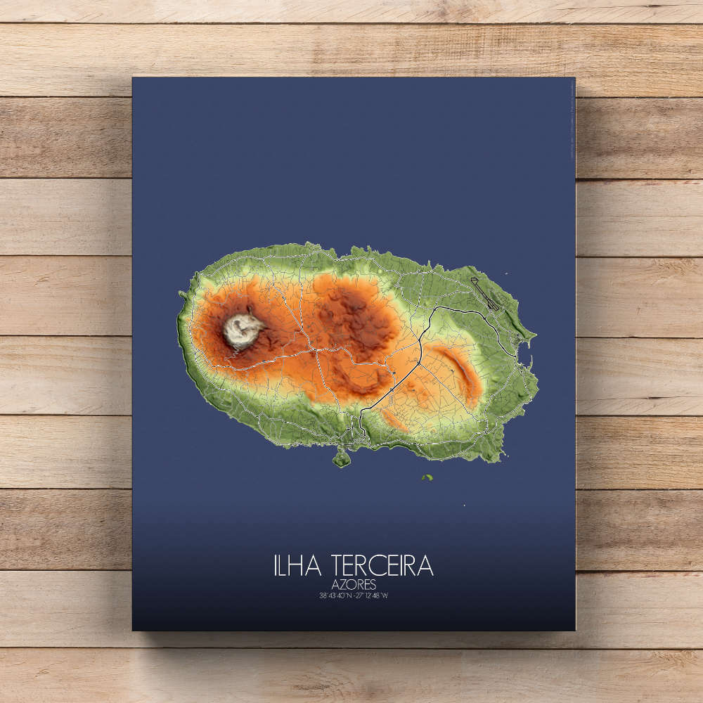 Ilha Terceira elevation map mapospheres fullpage canvas