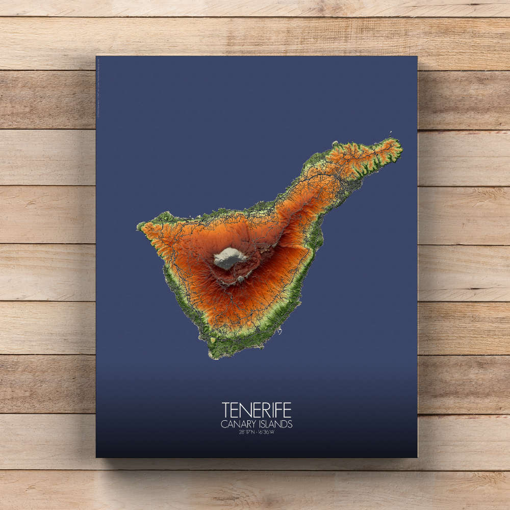 Tenerife elevation map mapospheres fullpage canvas
