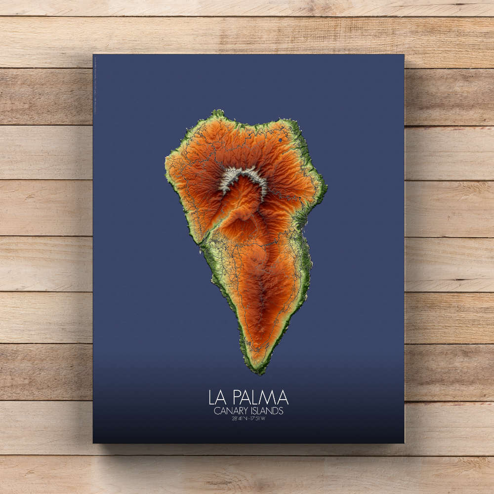 La Palma elevation map mapospheres fullpage canvas