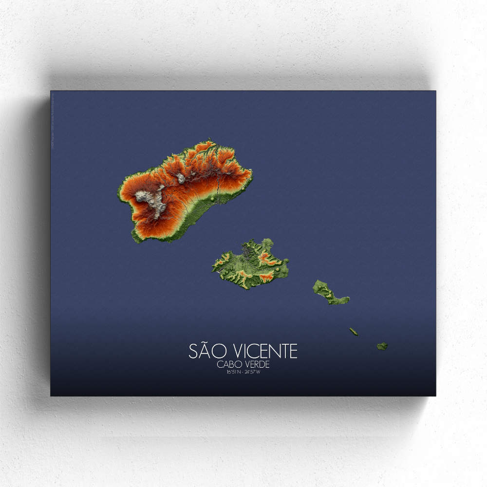 Poster de Sao Vicente Cabo Verde | Carte Relief