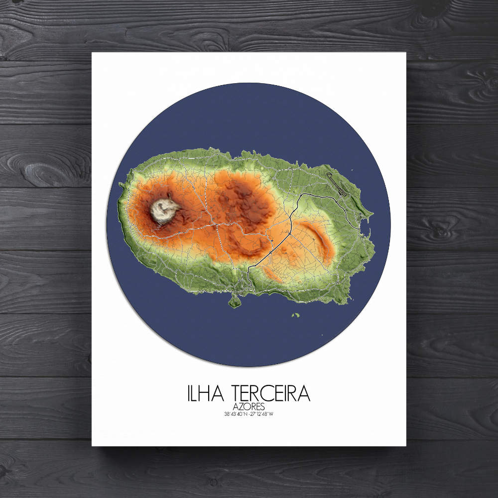 Ilha Terceira Azores mapospheres roundshape elevation canvas