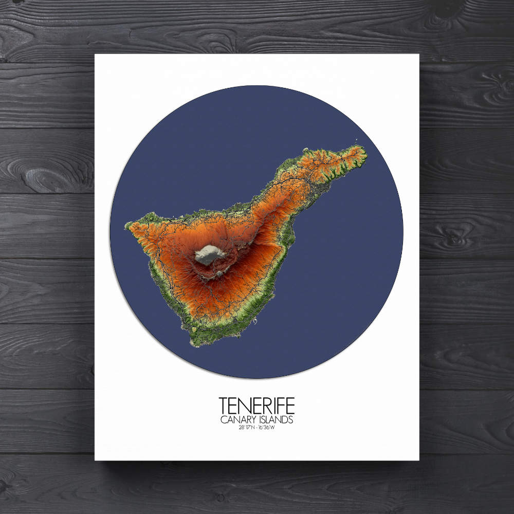 Tenerife Azores mapospheres roundshape elevation canvas