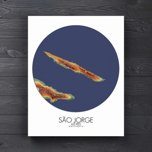 Sao Jorge Azores mapospheres roundshape elevation canvas