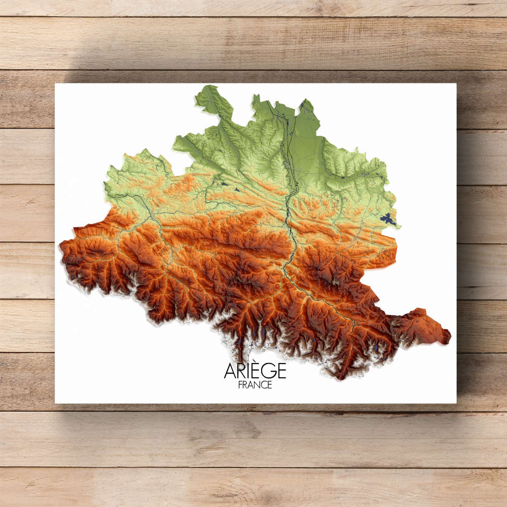 Mapospheres Ariege administrative design canvas elevation map