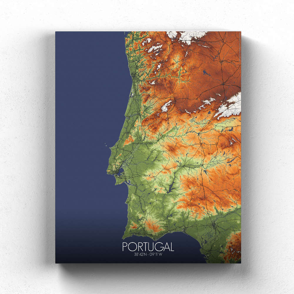 Mapospheres Portugal Fullpage design canvas elevation map