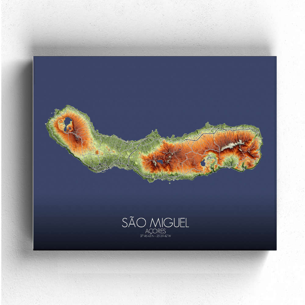 Sao Miguel Azores mapospheres fullpage elevation canvas