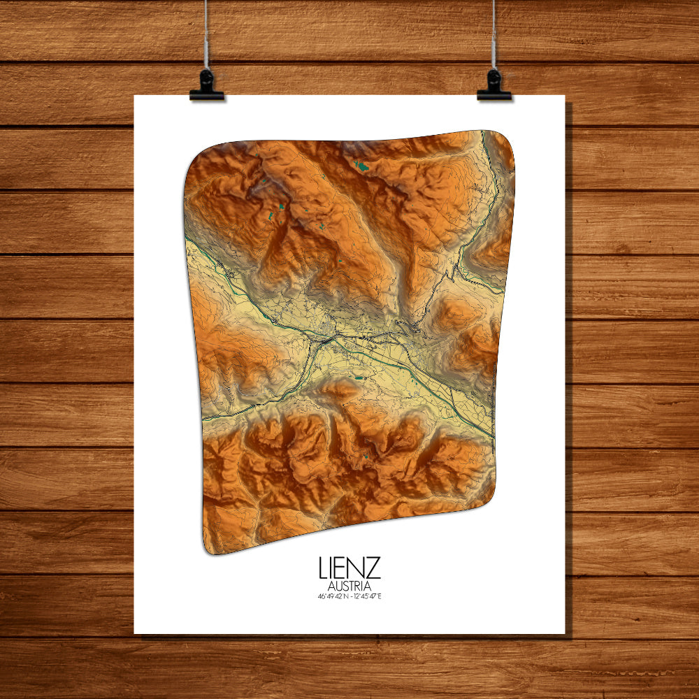 Poster de Lienz Austria | Carte Relief