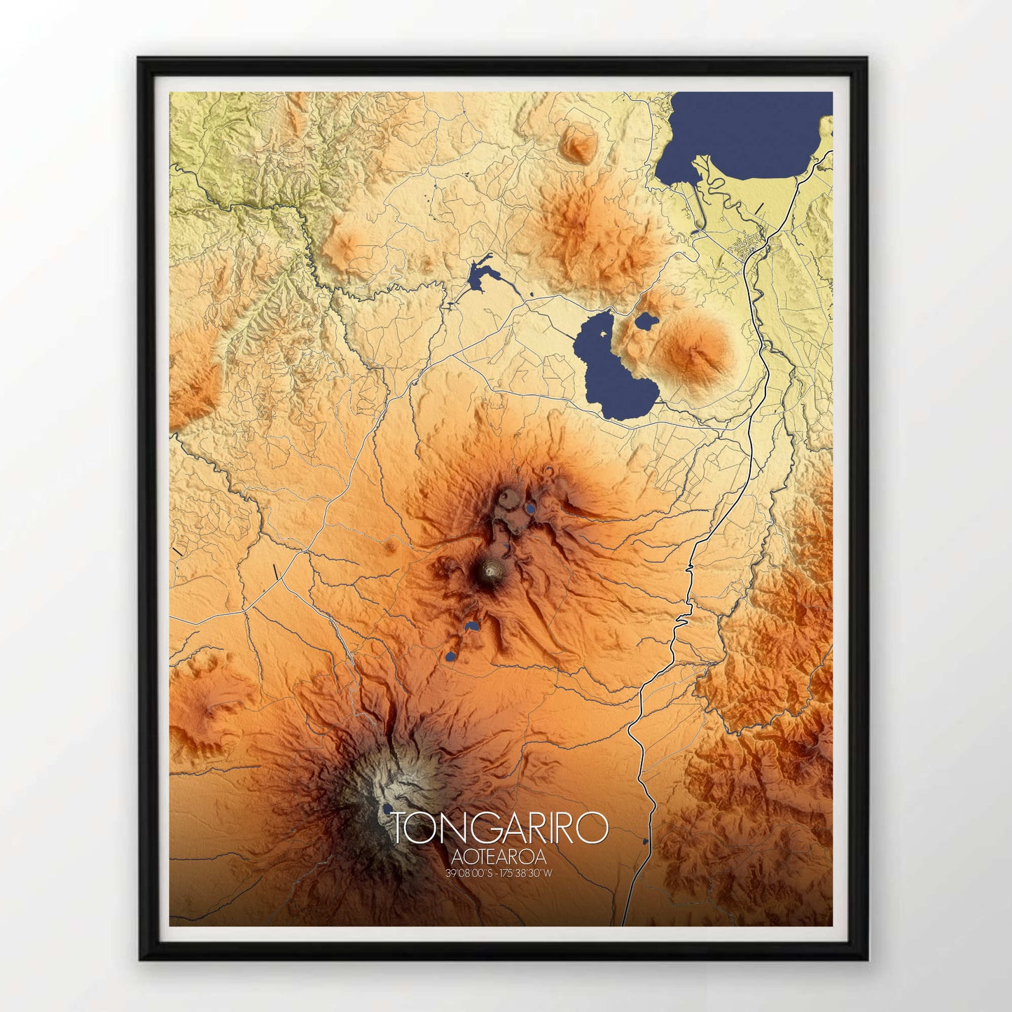 Mapospheres Tongariro Elevation Map full page round shape design poster city map