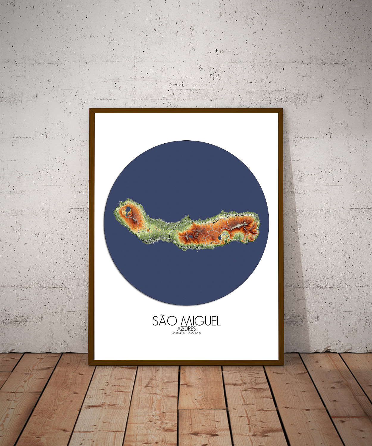 Sao Miguel Azores mapospheres roundshape elevation map