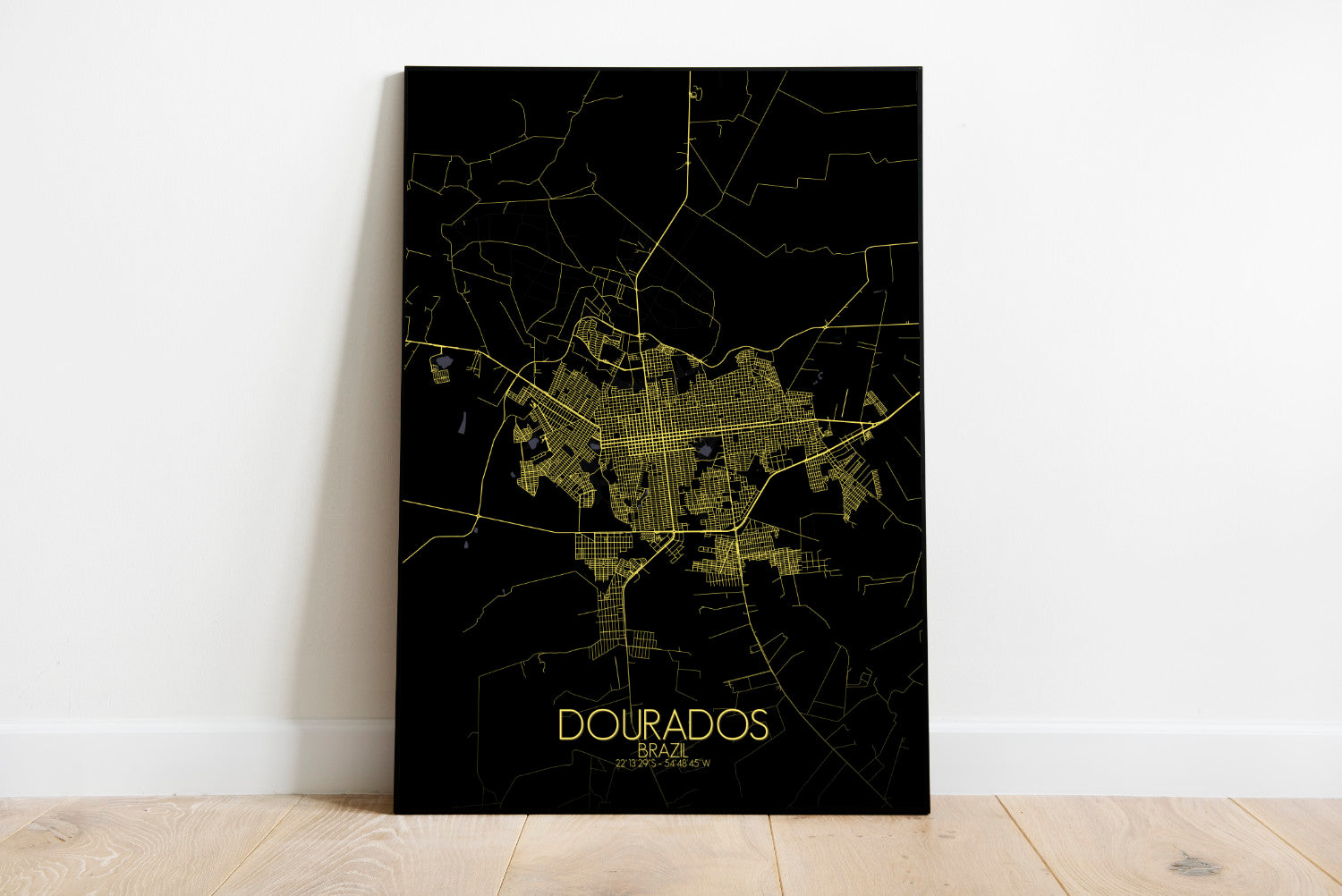Mapospheres Dourados Night full page design poster city map