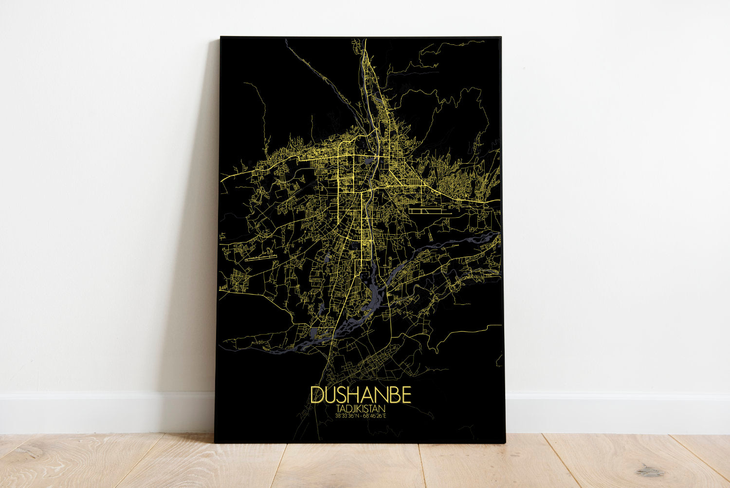 Mapospheres Dushanbe Night full page design poster city map