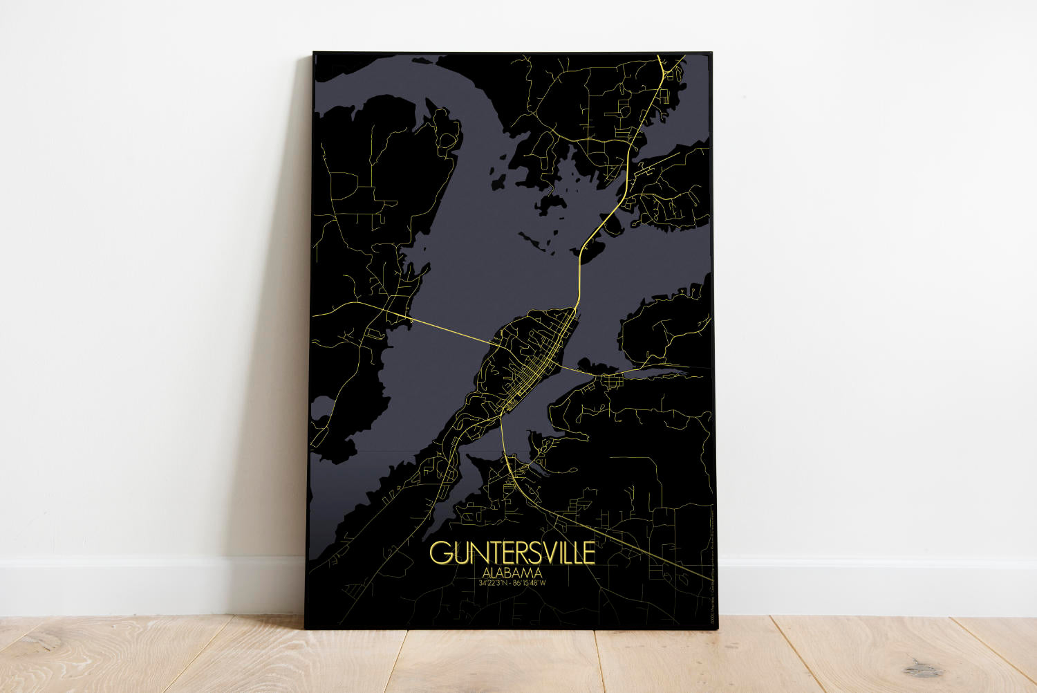 Mapospheres Guntersville Night full page design poster city map