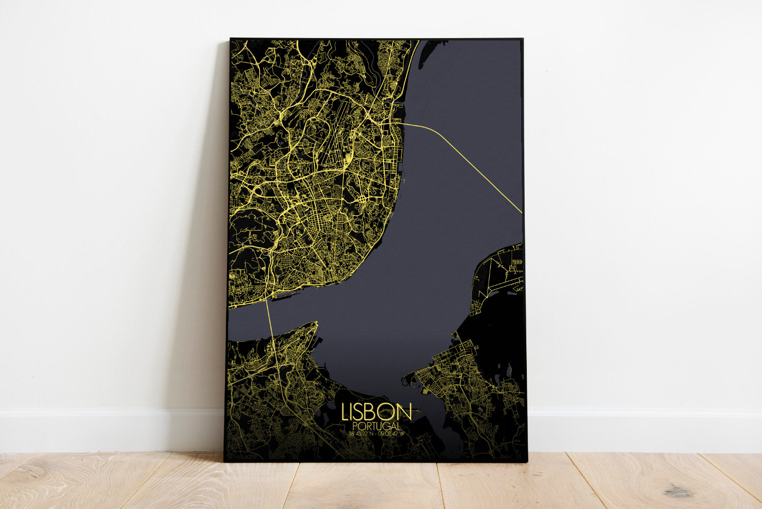 Mapospheres Lisbon Night full page design poster city map