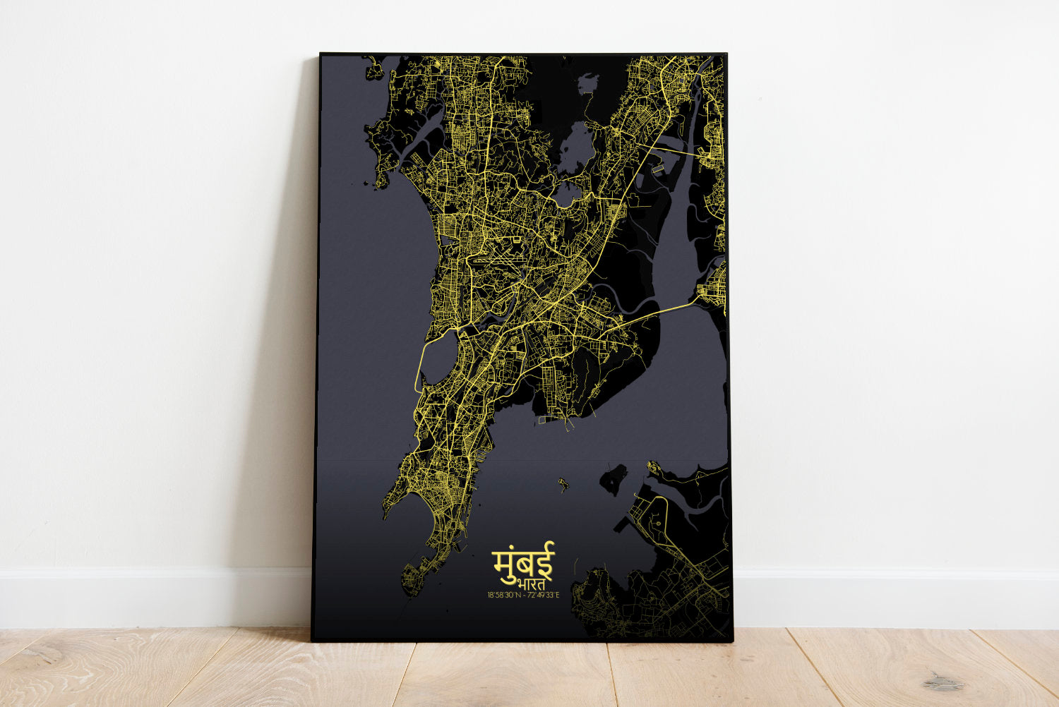 Mapospheres Mumbai Night full page design poster city map