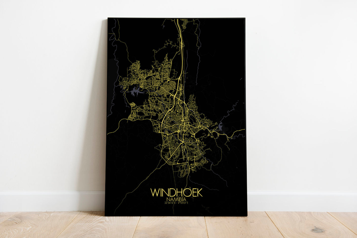 Mapospheres Windhoek Night full page design poster city map