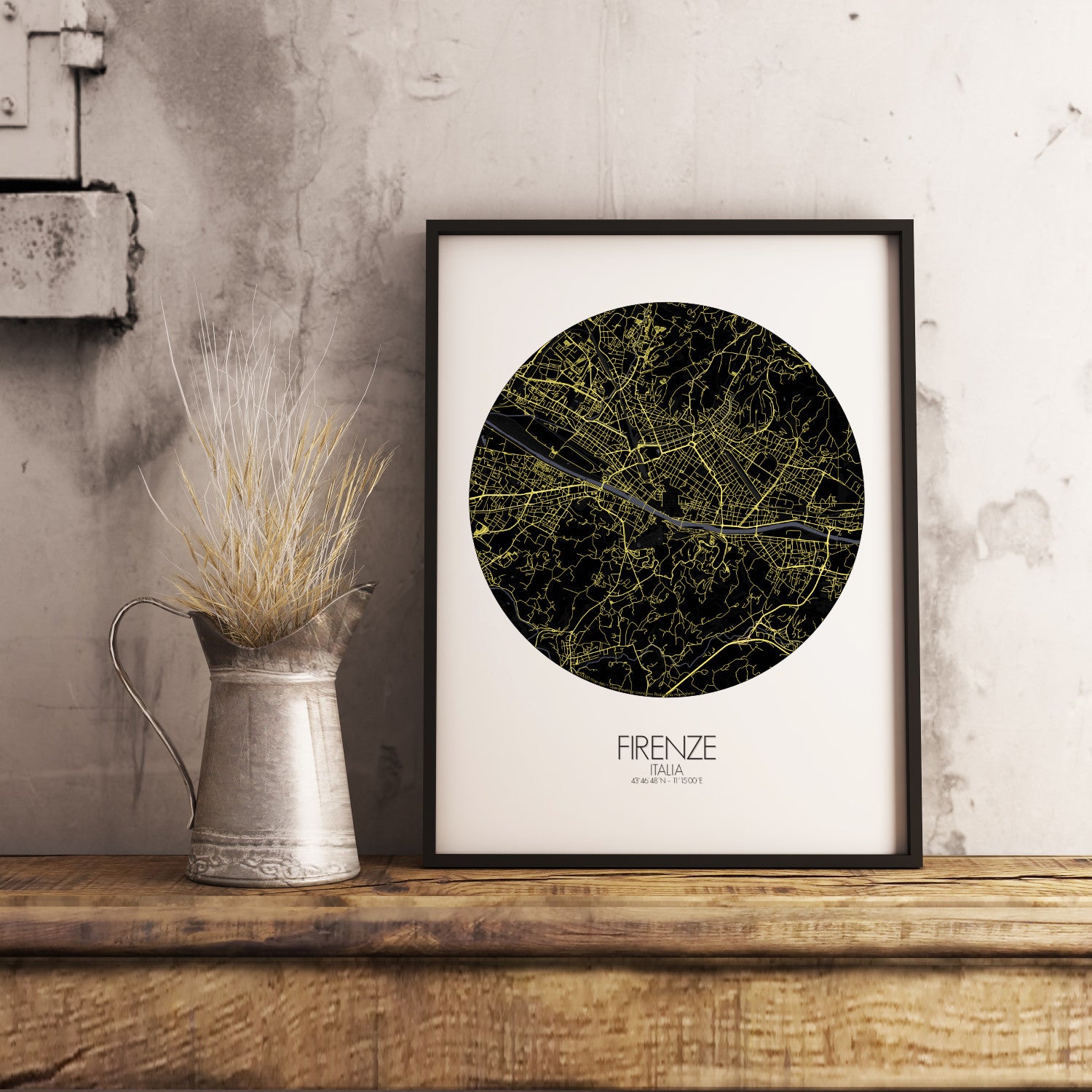 Mapospheres Florence Night round shape design poster city map