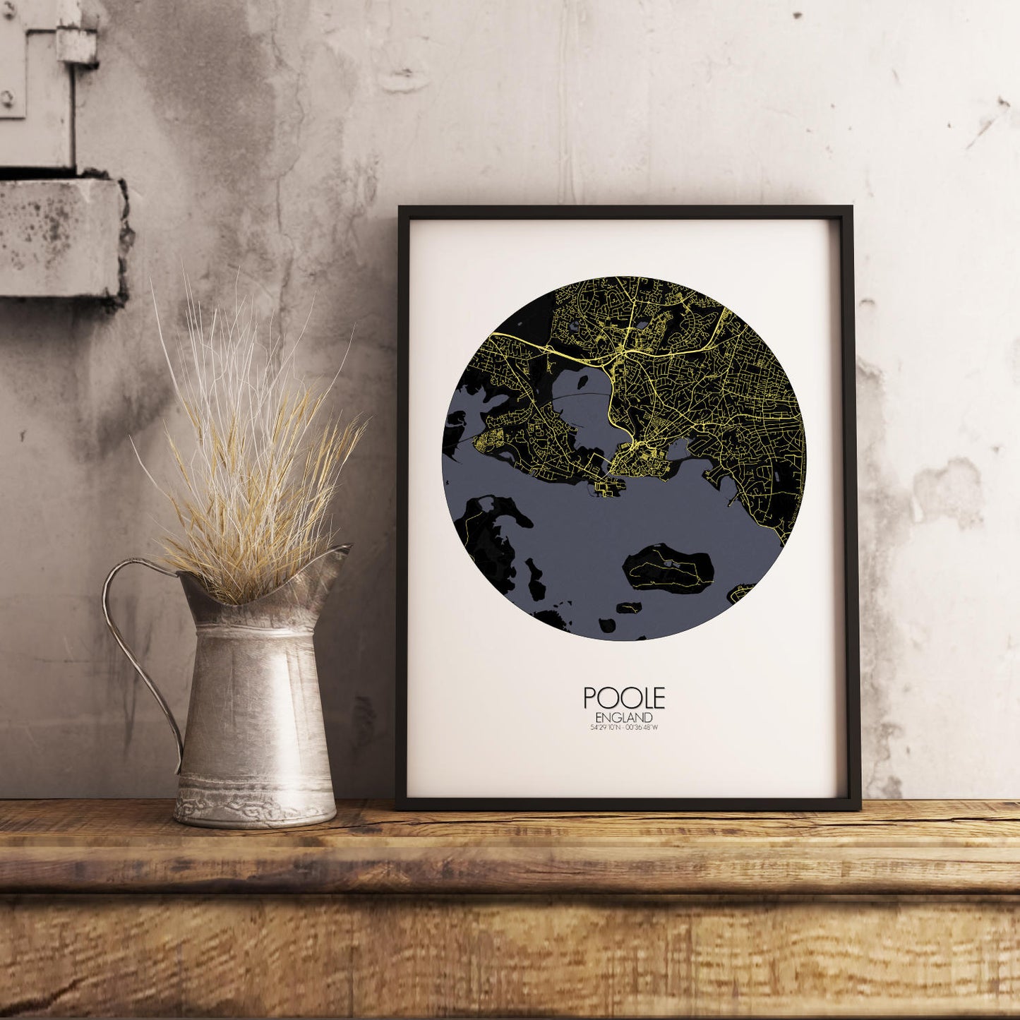 Mapospheres Poole Night round shape design poster city map