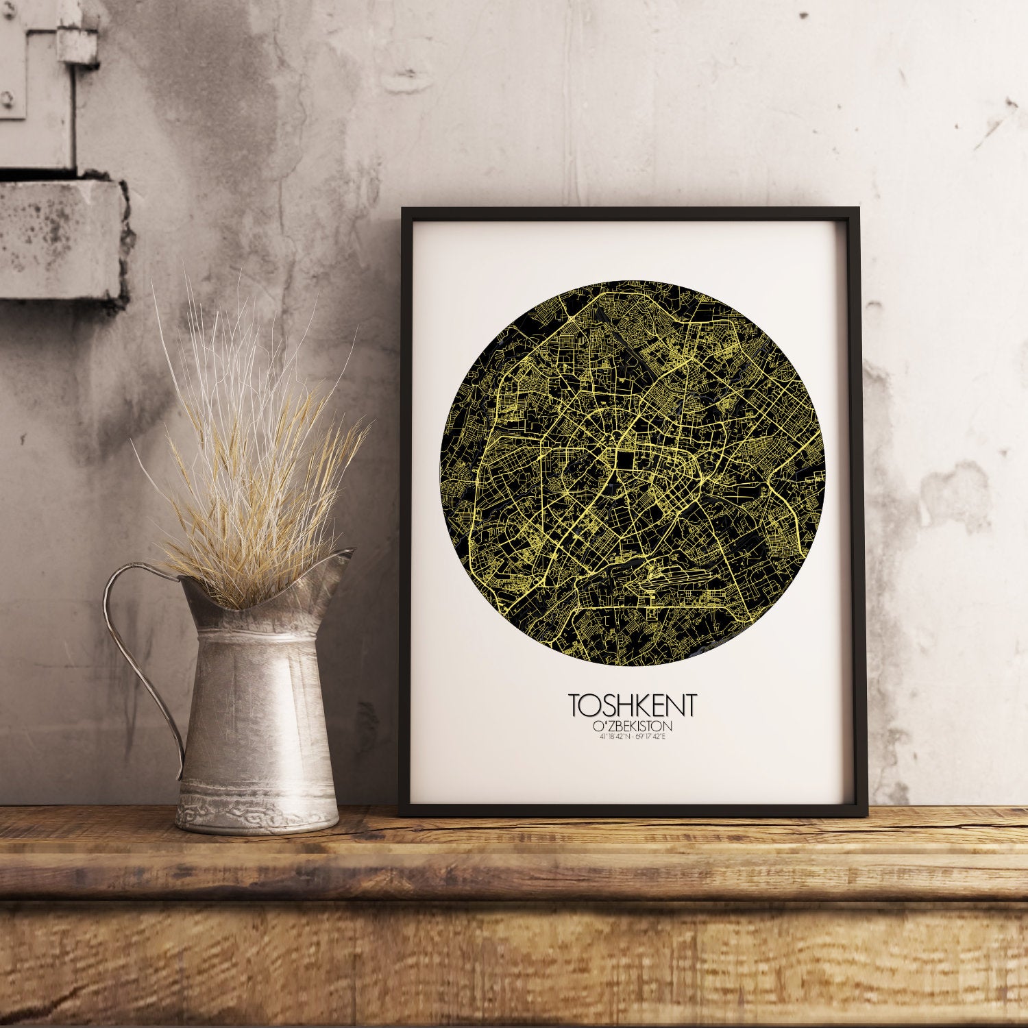 Mapospheres Tashkent Night round shape design poster city map