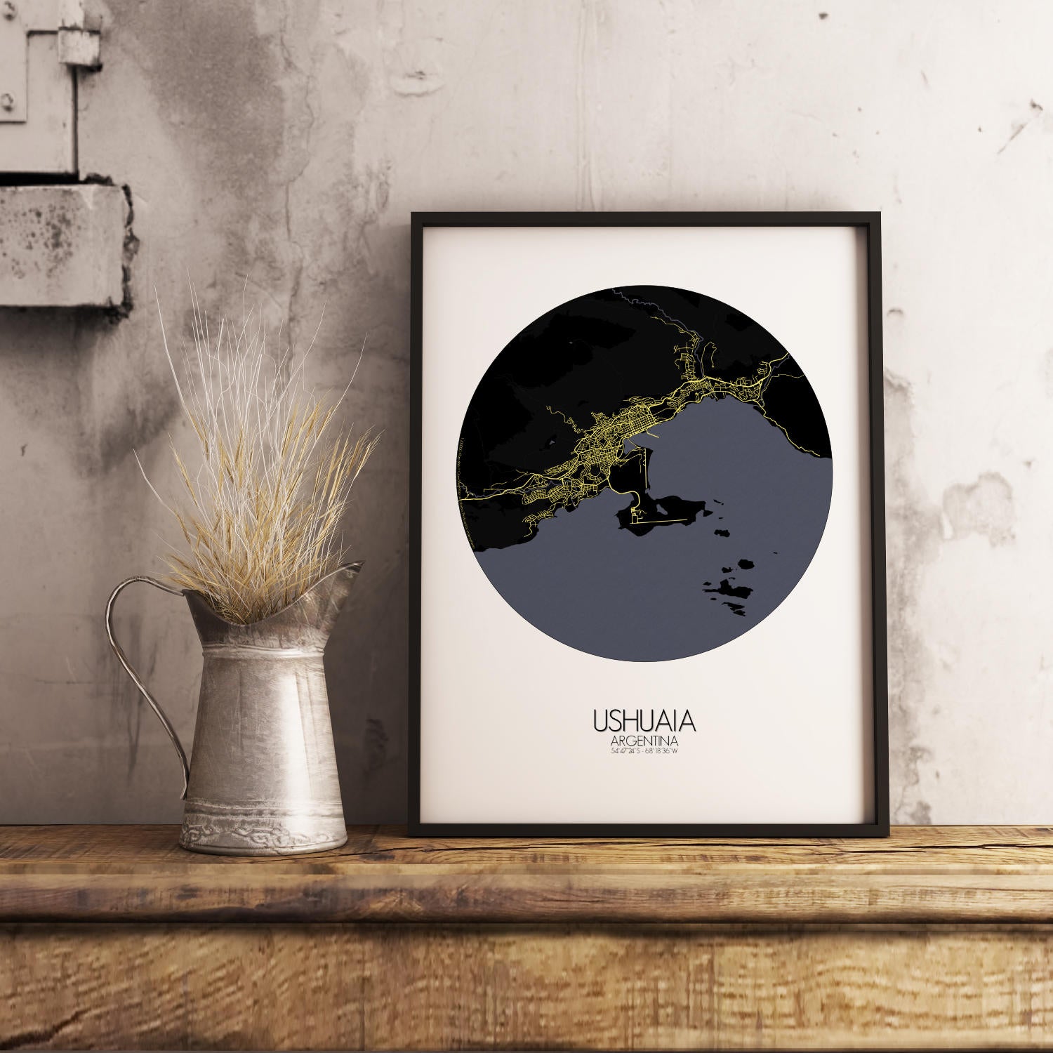 Mapospheres Ushuaia Night round shape design poster city map