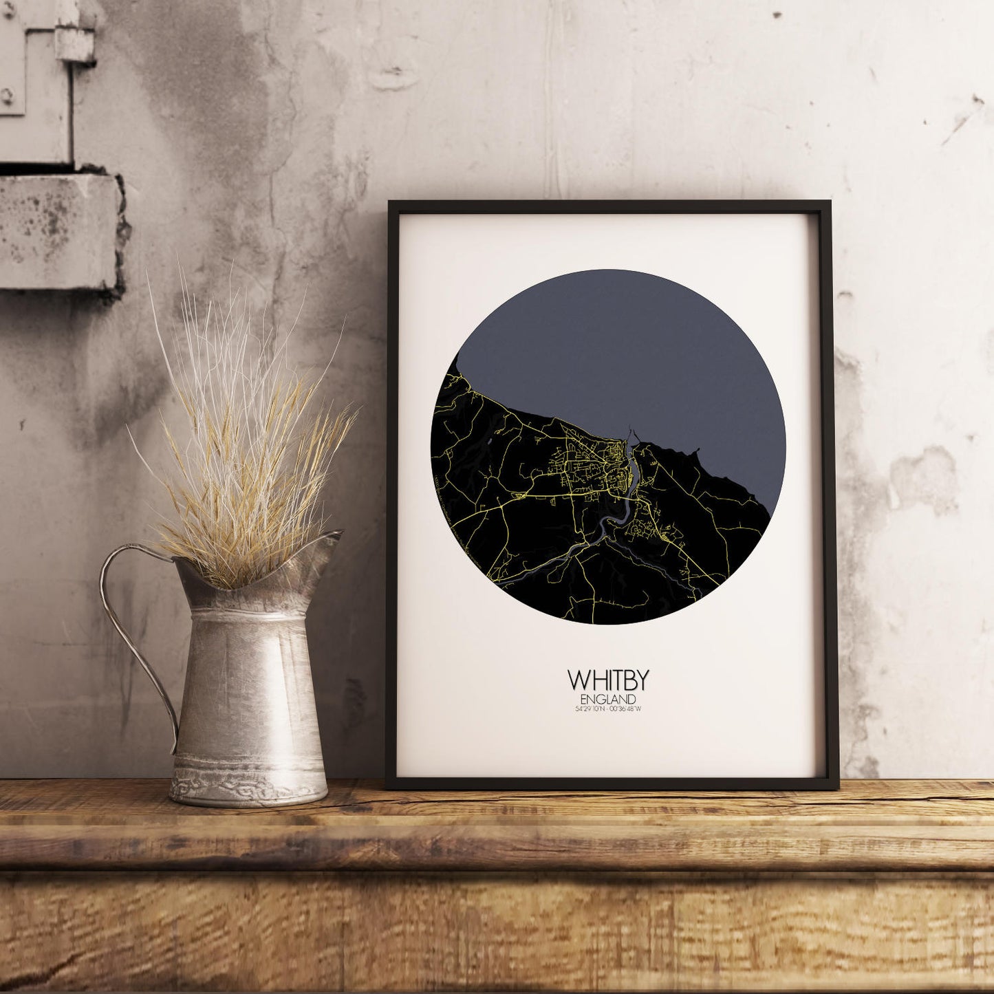 Mapospheres Whitby Night round shape design poster city map