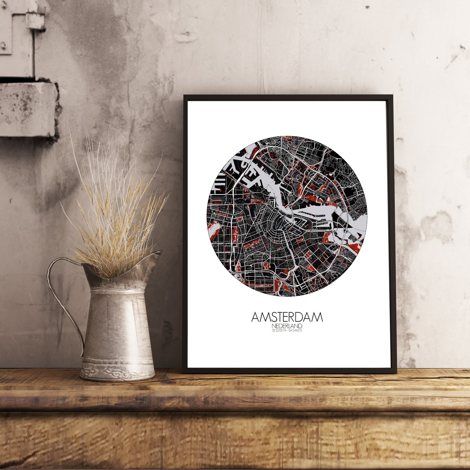 Large Amsterdam Poster print Netherlands – Wall Map City Custom | Art