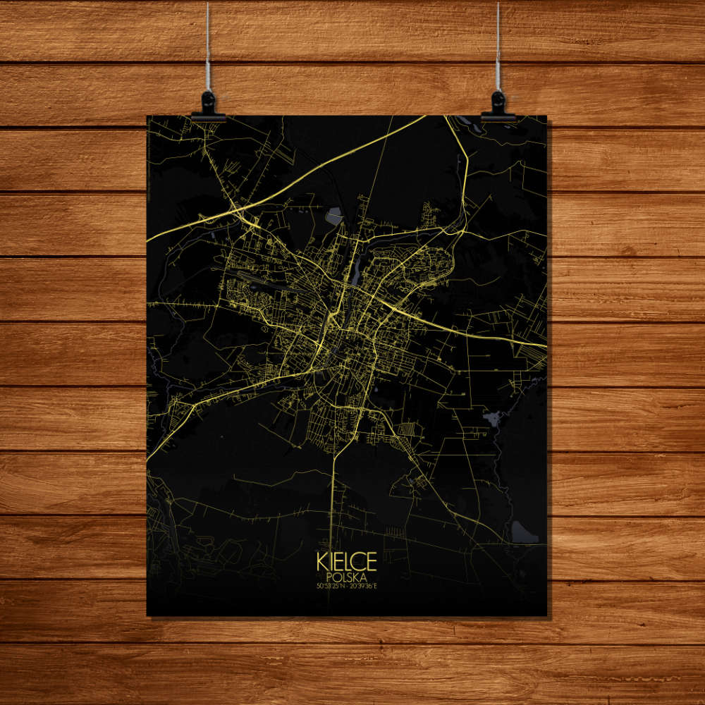 Mapospheres Kielce Night Design full page design poster city map