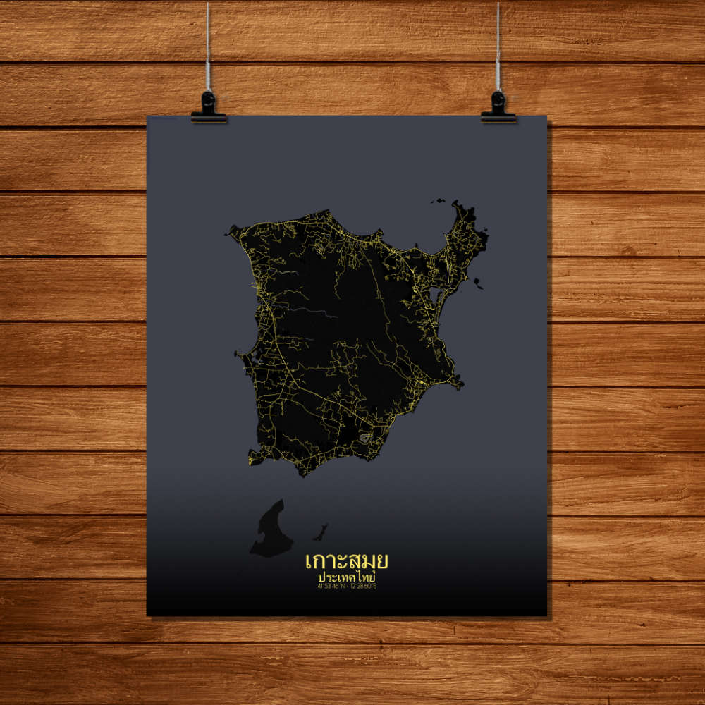 Mapospheres Koh Samui Night Design full page design poster city map