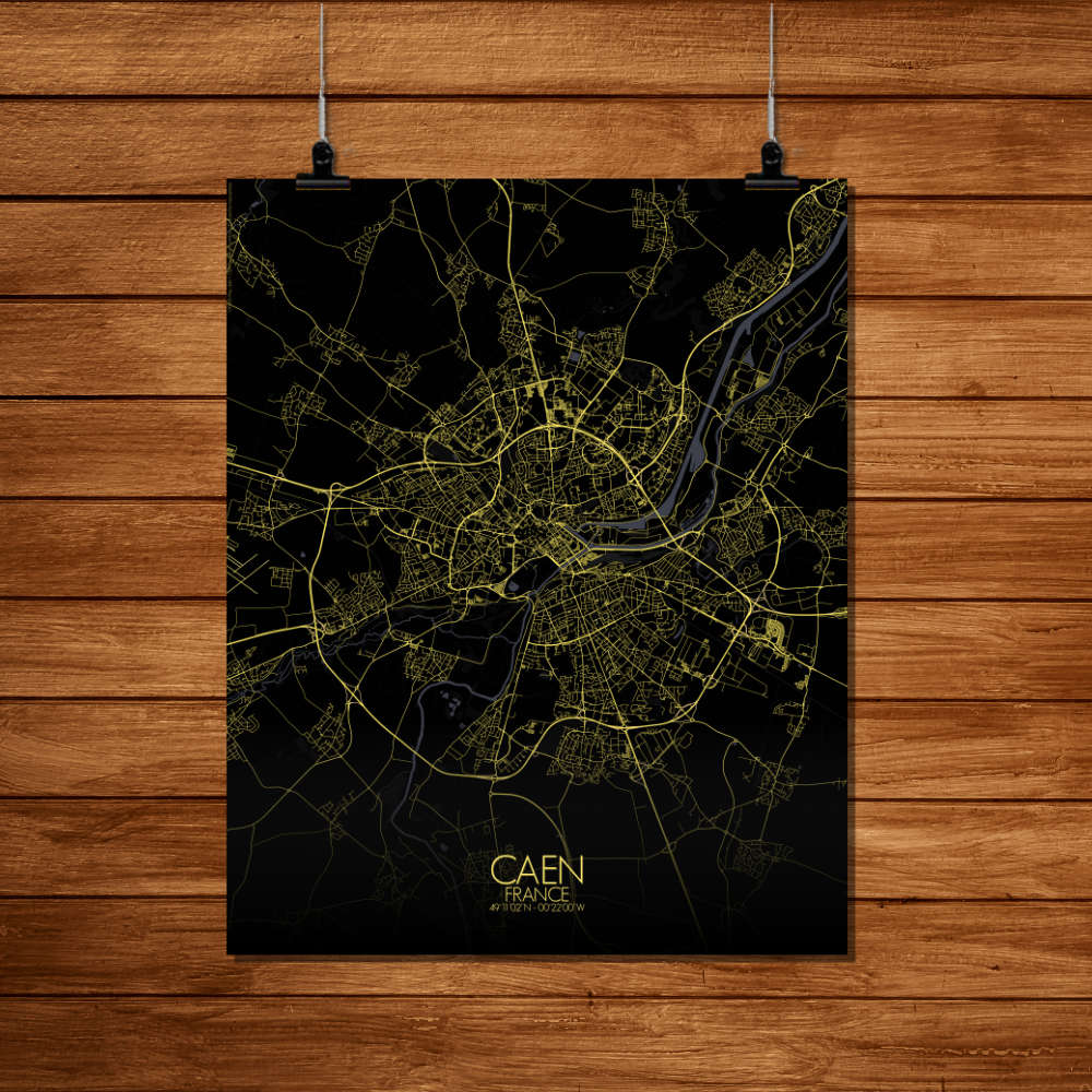 Mapospheres Caen Night Design full page design poster city map