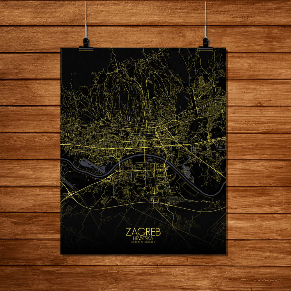 Mapospheres Zagreb Night Design full page design poster city map