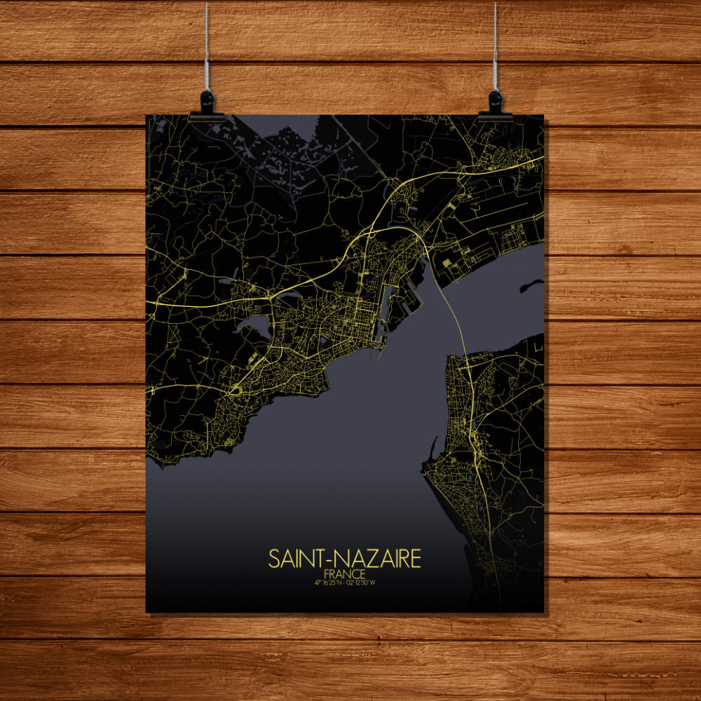 Mapospheres Saint Nazaire Night Design full page design poster city map